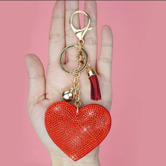 Accessories - Tongcloud Red Rhinestone Heart Keychain NIP